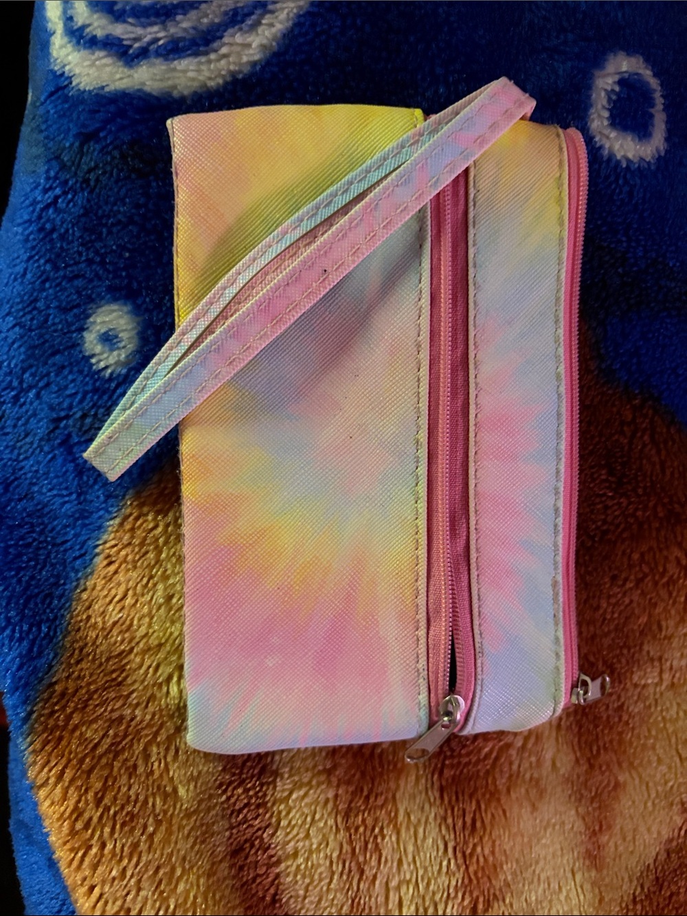 Pastel Tie-Dye Wristlet Pouch - Pink, Yellow, Light Blue
